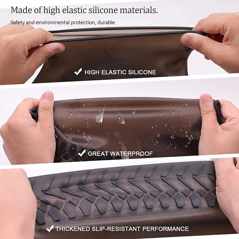 أغطية أحذية مقاومة للماء من السيليكون، ترقية أحذية حماية من الأحذية الممطرة القابلة لإعادة الاستخدام وقابلة للغسل في الهواء الطلق وغير قابلة للانزلاق