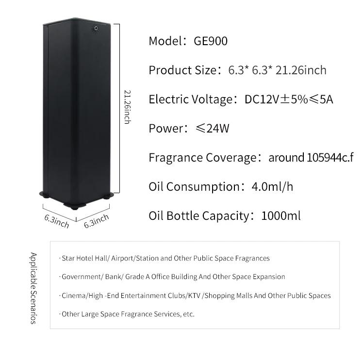 1000ml Capacity Fragrance Diffuser For 1500 Cubic Cover Area Commercial Air Scent Diffuser Smart Scent Diffuser Machine