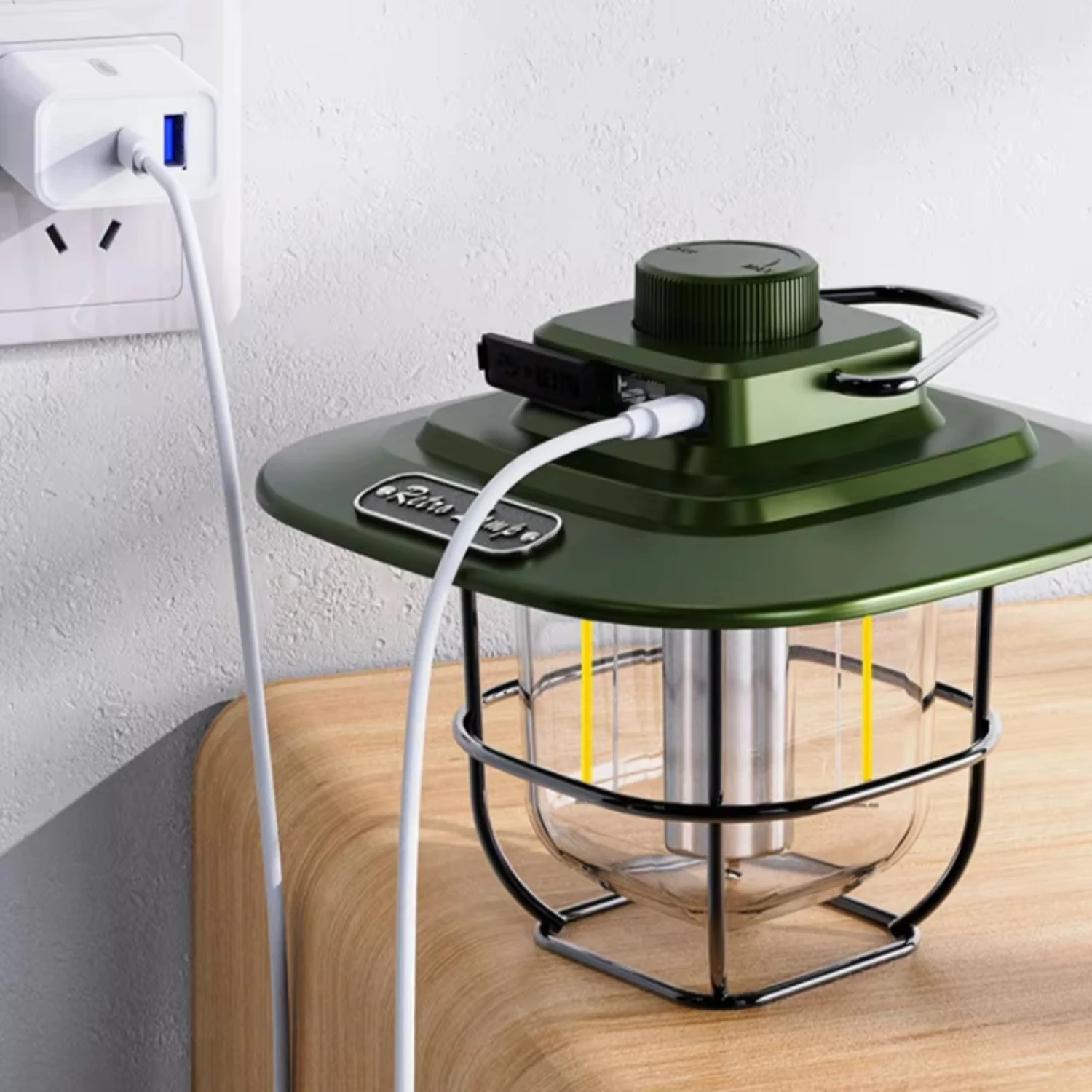 Lampe de Camping Rétro Imperméable à Intensité Réglable, Recharge USB, Éclairage d'Urgence, Lanterne d'Extérieur