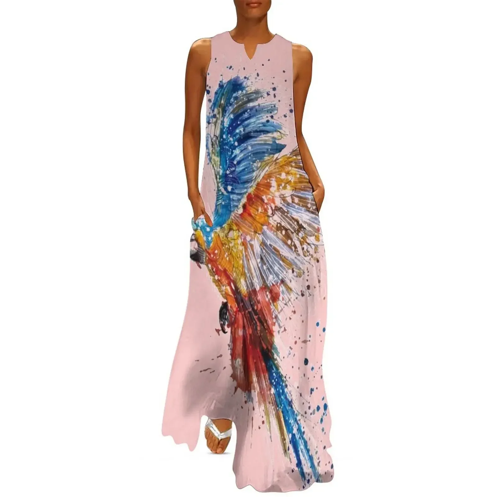 

Beautiful and colorful macaw Long Dress womans clothing prom dress 2025 sensual sexy dress for women