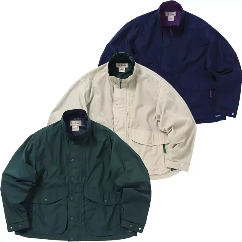 

Men's Casual Loose Nylon Tfeta Jaet Waterproof Mountain Series Vintage Couple Outerwear Faionable Urban Sle Long Sve