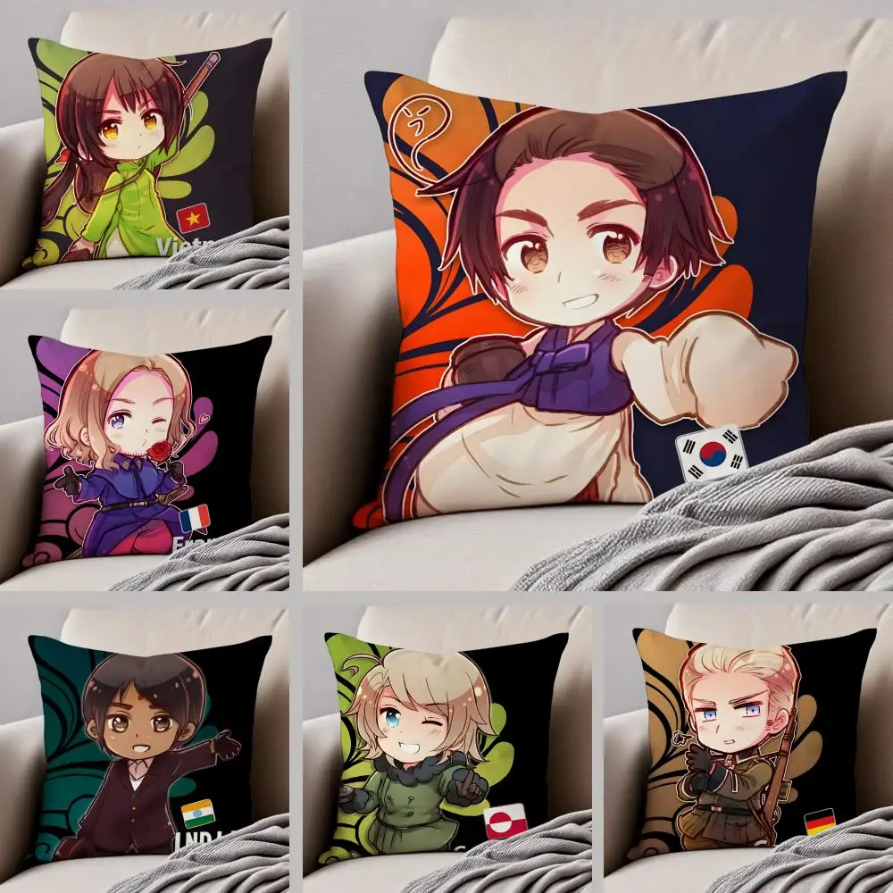 Funny Anime H-Hetalia Axis Powers Cushion Cover Throw Pillow Cover Hidden Button Durable Polyester Chair Cushion