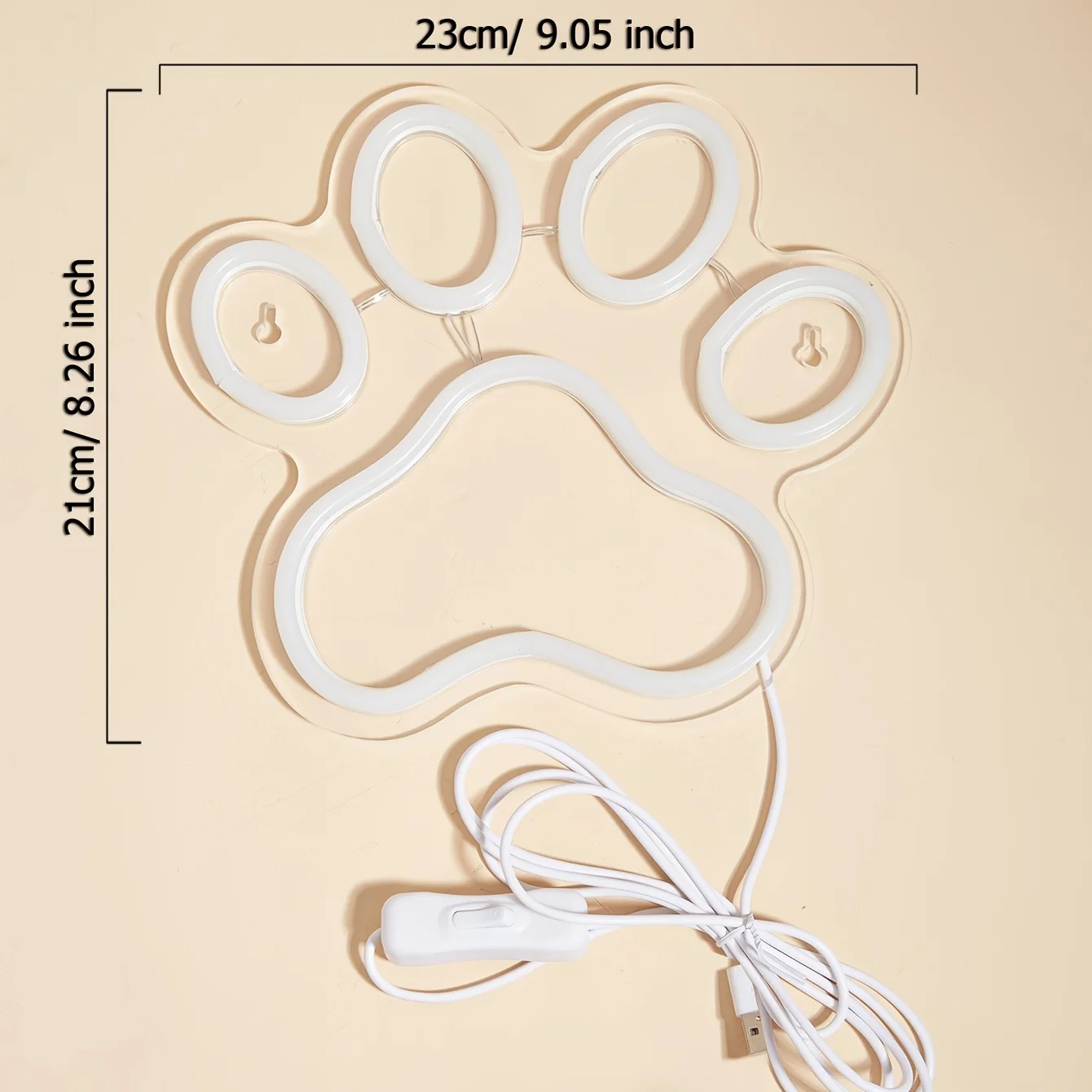 USB-Powered Dog Paw Neon Light: Wall Hanging, Ideal for Bedroom & Parties, Adds Cozy, Stylish Ambiance for Pet Lovers