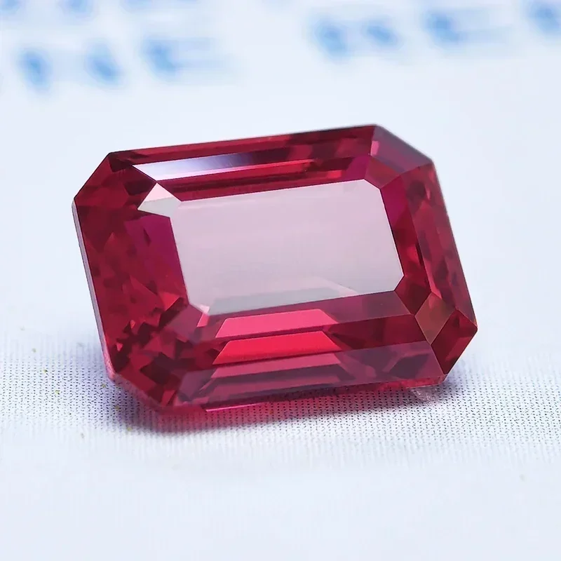 Lab Grown Ruby Pigeon Blood Red Emerald Cut VVS1 Edelsteen Charms DIY Top Sieraden Maken Materialen Selecteerbaar AGL-certificaat