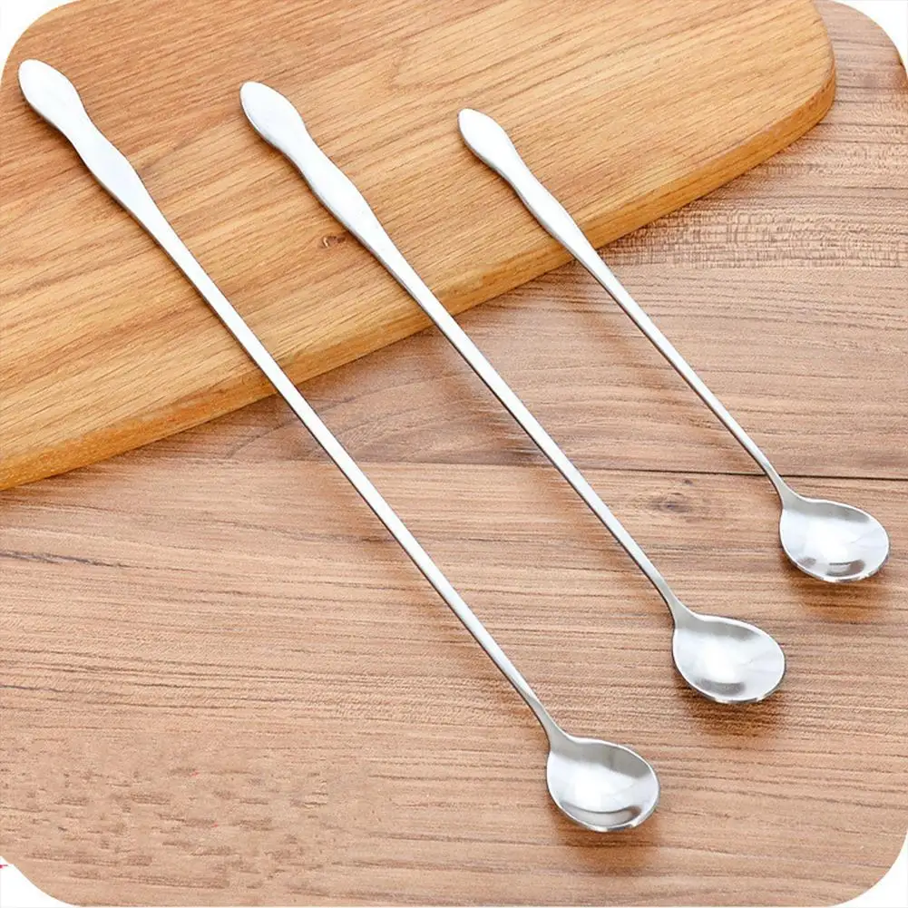 스테인레스 스틸 긴 손잡이 혼합 스푼, 차 커피 아이스크림 디저트 라운드 헤드 스푼, 32cm 26cm 20cm 식기 주방 도구