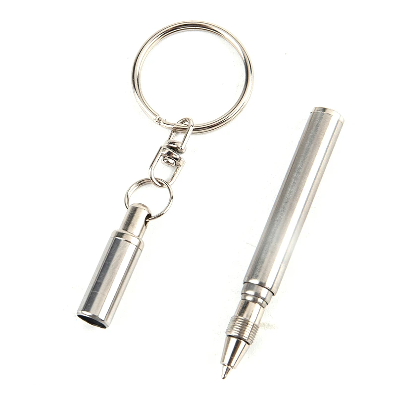 Portable Telescoping Tool Pen Metal Key Ring Creative Stainless Steel Keychain Ergonomic Ball School Office Supplies