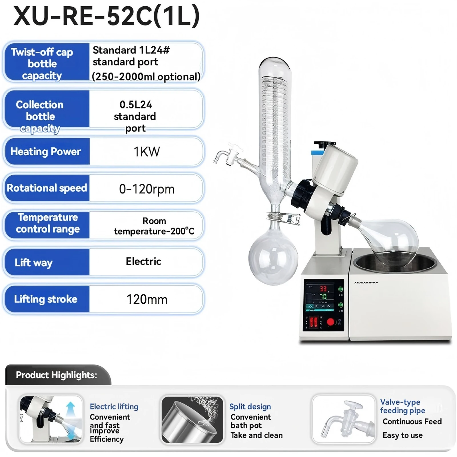 RE-52A Condenser Evaporator Rotary Evaporator Laboratory Small Lifting Purification Condensation Distiller Evaporator