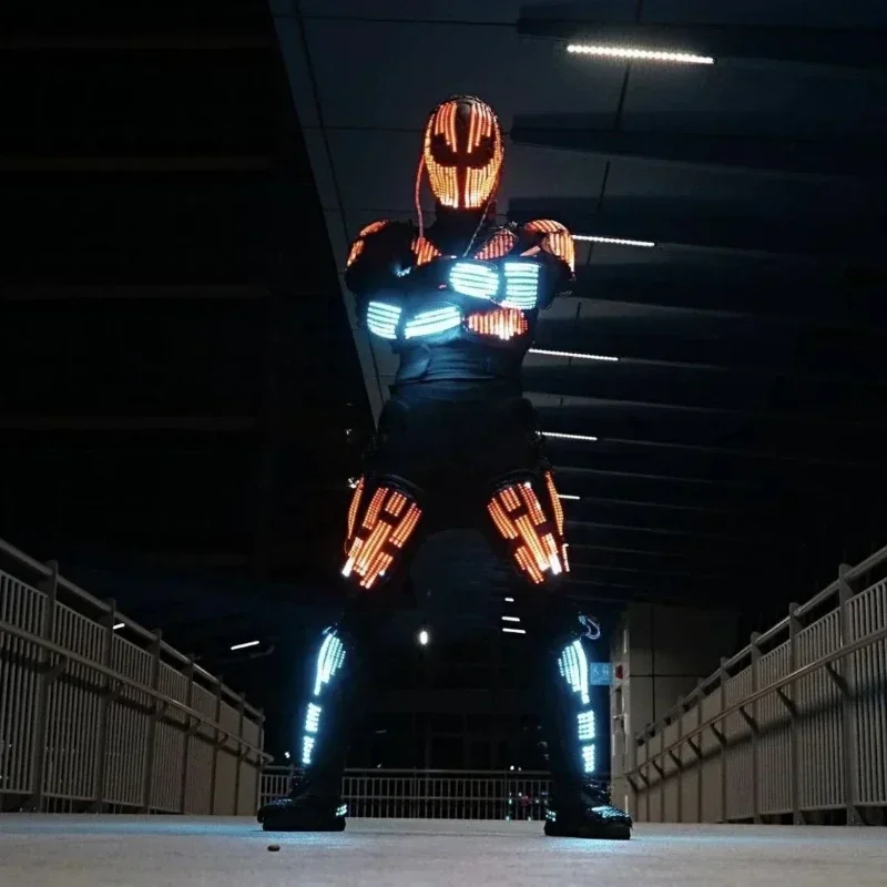 LED Stilt Walker Robot Light Glow Jacket Stage Dance Costume Party Nightclub Men Suit  Full Color Programmable LED Clothing