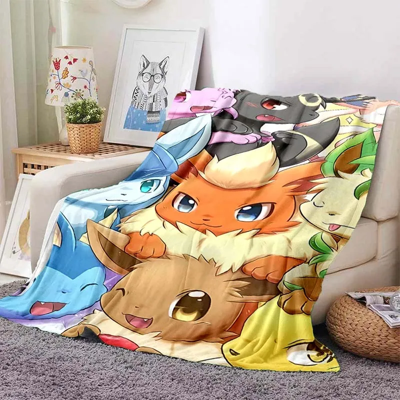 Cartoon Warm Soft pokemon Eevee coperta personalizzata Fluffy Sofa Plaid peluche copriletto inverno quattro stagioni coperta per divano letto