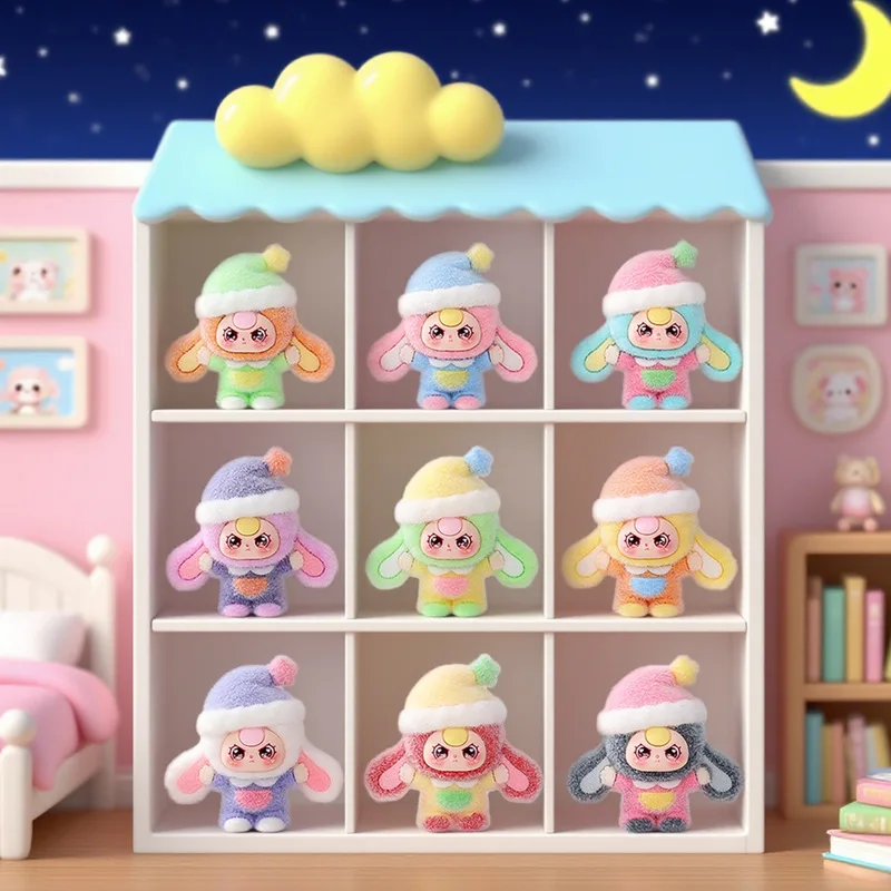 

Детская трех флокированная игрушка, украшение для рабочего стола, модная слепая коробка, игрушка, коллекционная миниатюрная деталь дисплея