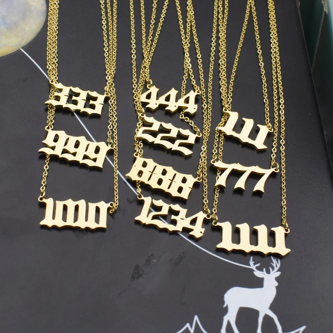 Angel Number Necklace Choker Chain 1234 111 222 333 444 777 Necklace Stainless Steel Pendant Lucky Number Birthday Gift BFF image 6