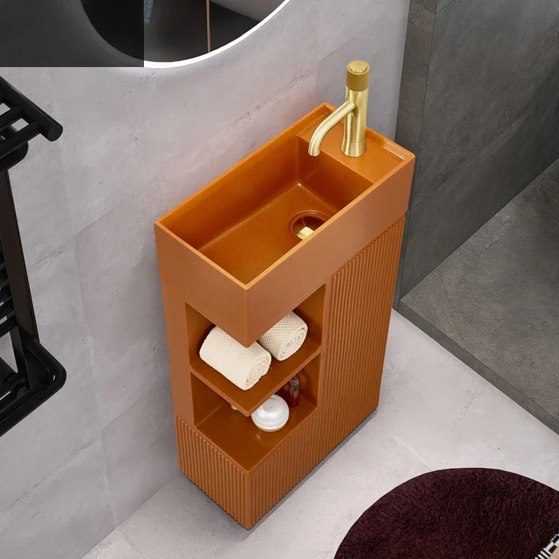 Column basin integrated floor basin wash basin small apartment bathroom mini vertical washing table