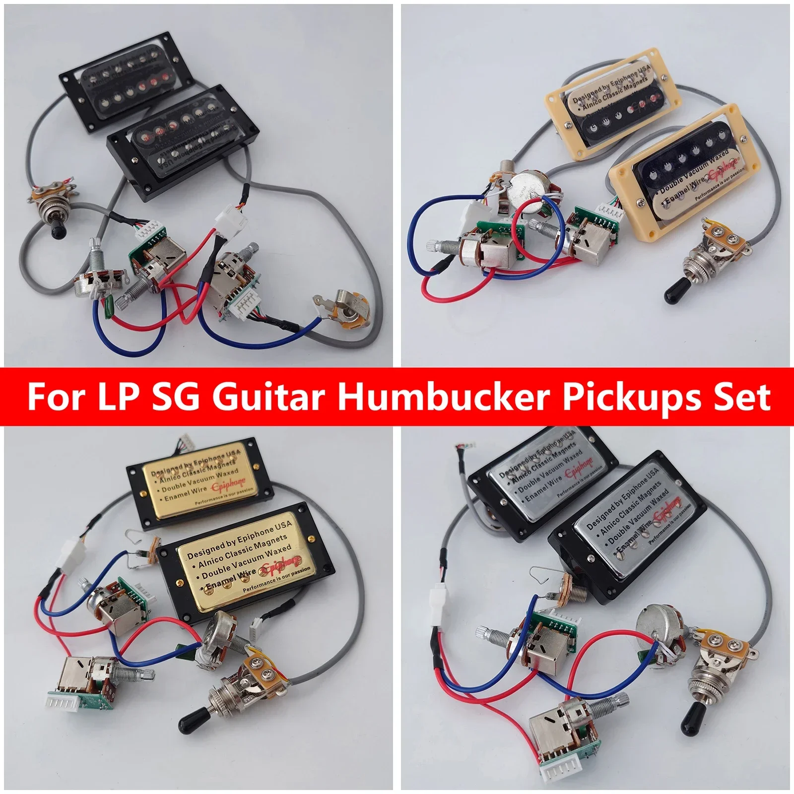 4 Wire Humbucker Pickup Set Push Pull Coil Split 2V1T Prewired Harness For LP SG Style Electric Guitar Upgrade Parts