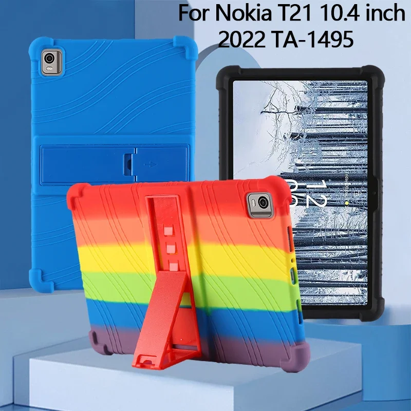 4 Thicken Cornors Silicon Cover Case with Kickstand For Nokia T21 2022 10.4