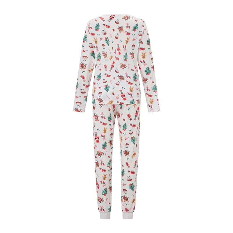 2025 New Christmas Pajamas for Family Long Sleeve Cartoon Nutcracker Print Tops + Pants Set Holiday Sleepwear