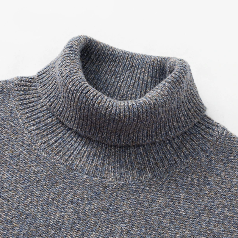 Men's Wool100% Autumn Winter Advanced Sweater 7stitches Jacquard High Neck Long Sleeves Sweater Fashion Innerwear Man Clothes