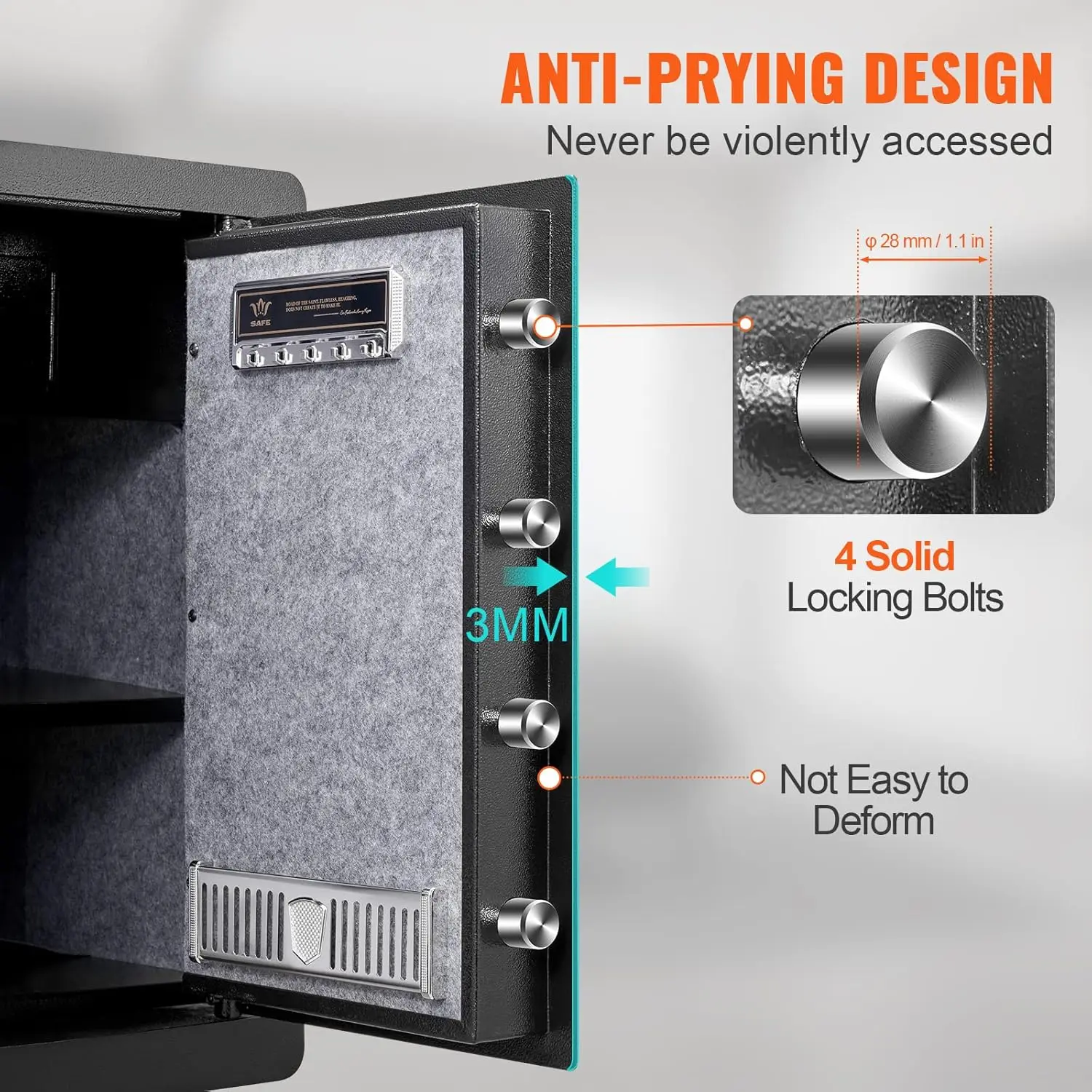 Steel Security Safe - 2.2 Cubic Feet, Fingerprint & Digital Keypad Lock, Fire-proof Bag, Protect Cash, Gold, Jewelry, Documents