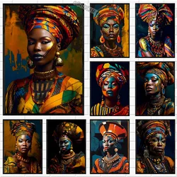 African Queen Abstract Art Canvas Painting Posters and Prints African Woman Portrait Pictures Wall Art Mural for Home Decoration