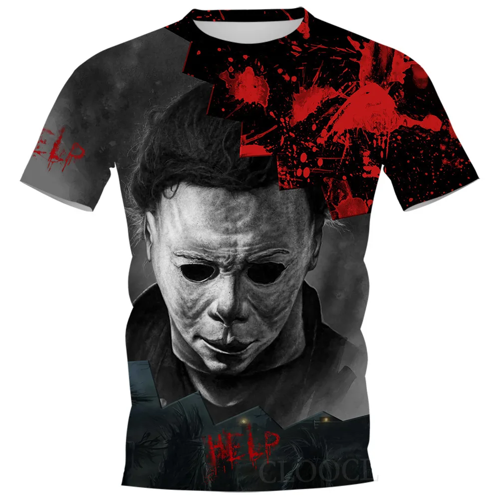 Halloween Men\'s Horror Style Tshirts Michael Classic Horror Movie Character 3d Prited T-shirt Men Casual O-neck Tees Men Clothes