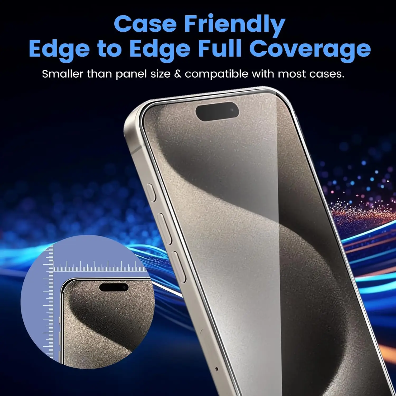 for iPhone 15 14 13 12 11 Pro Max Screen Protector, Tempered Glass Screen Protector Dynamic Island Compatible HD 9H Hardness