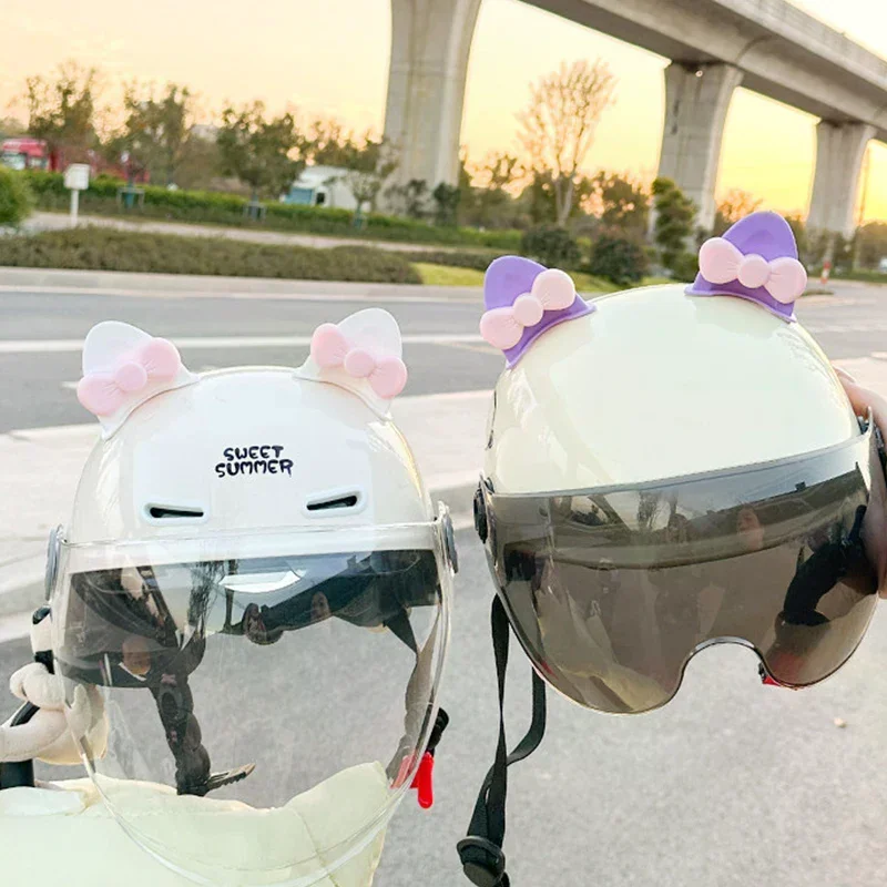 

Electric Vehicle Stickers Motorcycle Helmet Decorative Stickers Cat Ear And Bear Ear Accessories Cute Accessories