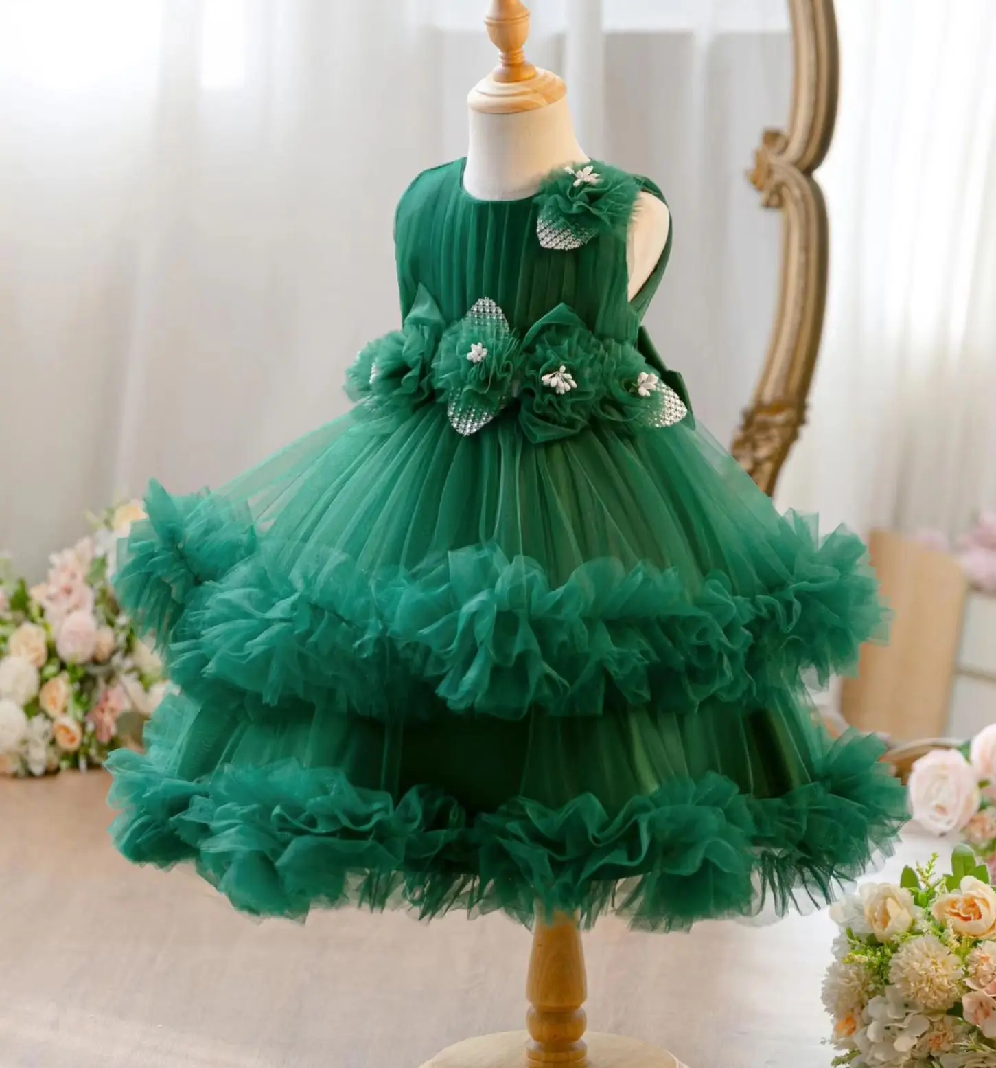 Girls' 1st Birthday Party Dress Tulle Kid Girl Princess Dresses Puffy Child Clothes