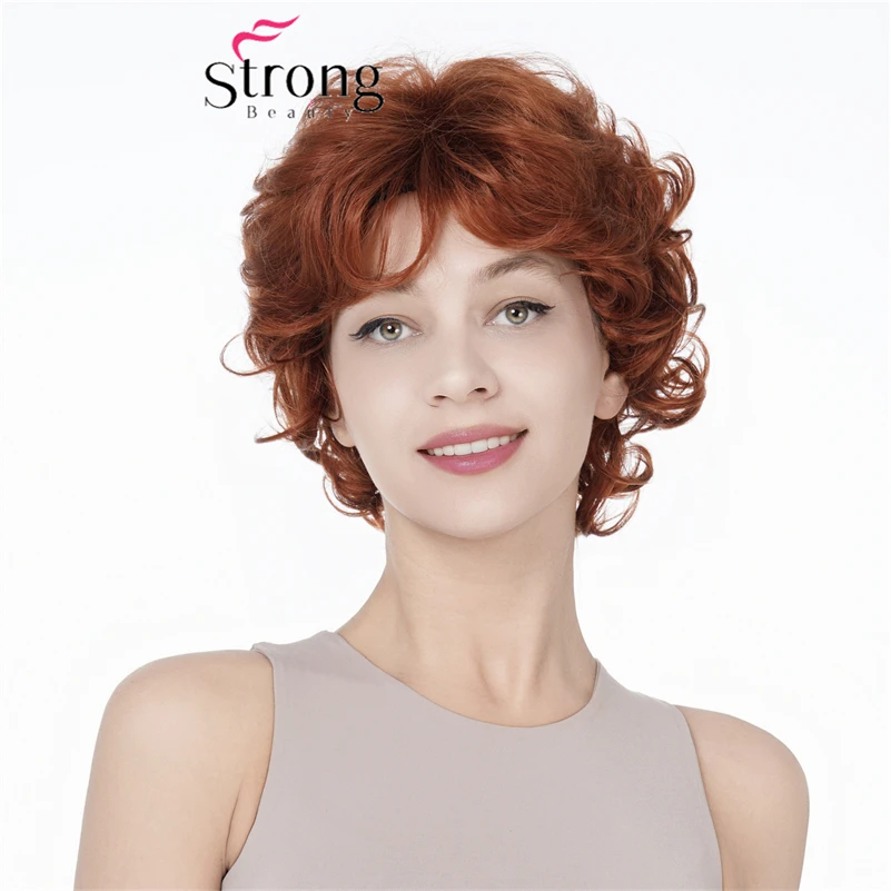 Short Copper Red, Blonde,Golden Thick Fluffy Full synthetic Wig