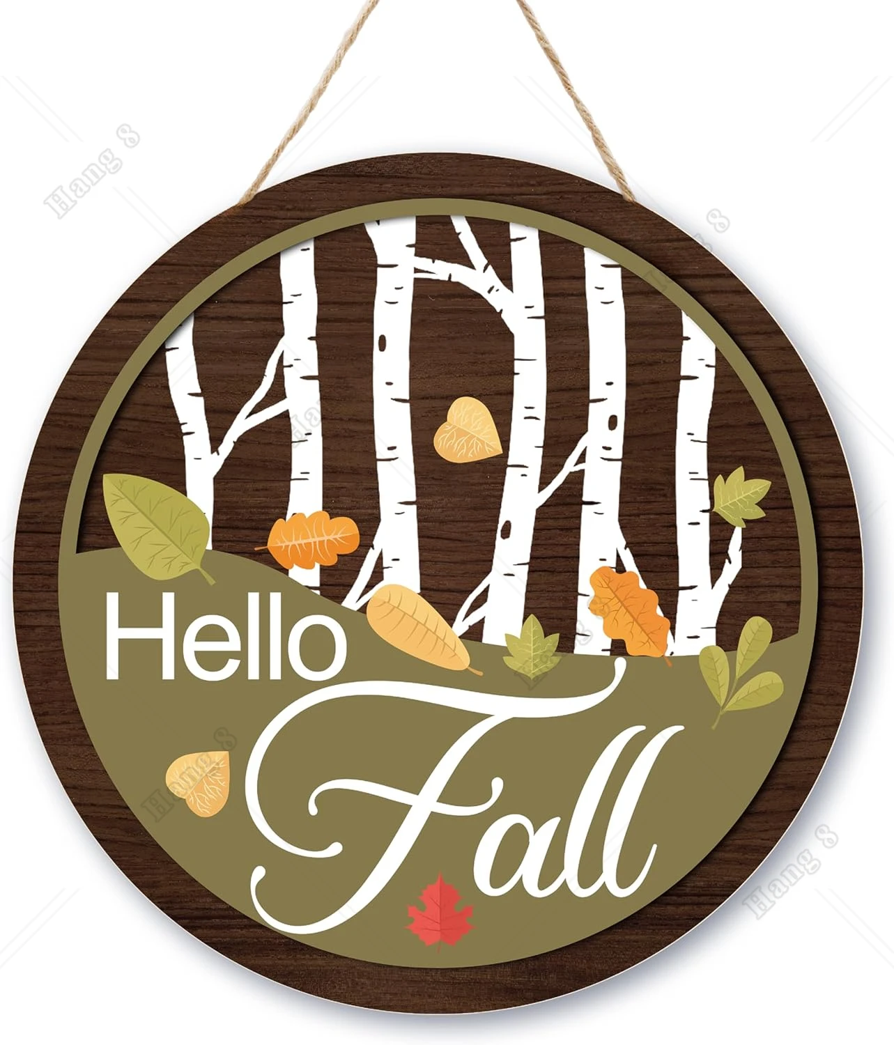 Welcome Sign for Front Door Hello Fall Thanksgiving Gifts Autumn Themed Round Wooden Sign House Door Decor 12inch