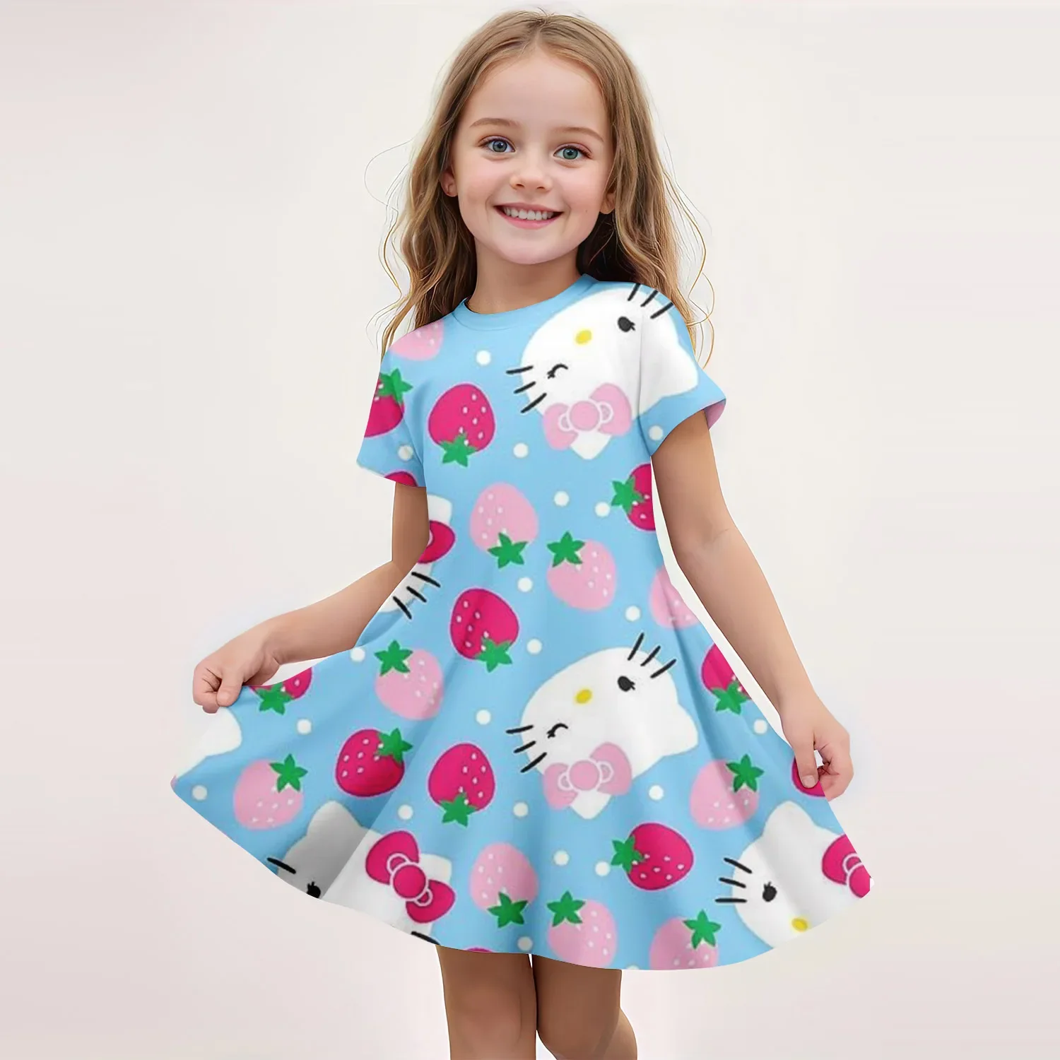 

Summer 2025 New Children's Cartoon 3-8 Year Old Dress Pajama Princess Girls Printed Pajama Children's Party Dress Pajama