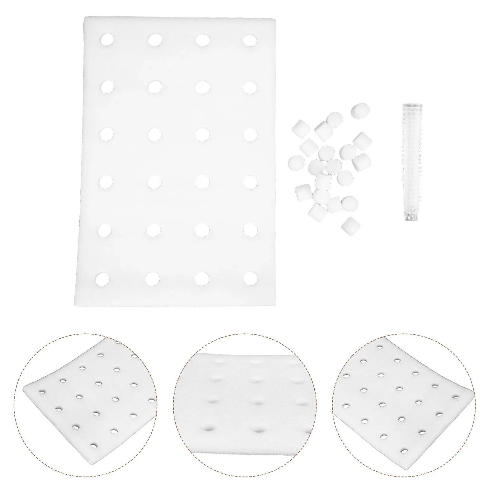 

1pc 32Mm Holes Hydroponic Sponge Floating Planting Tray Square Sponges For Greenhouse Mini Garden Cylinder Sponge Cups White
