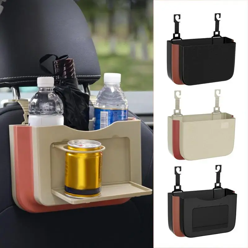 Car Seat Back Storage Box ABS Waterproof Rear Mounted Trash Can Car Seat Back Organizer Box Multi Function Storage Bags