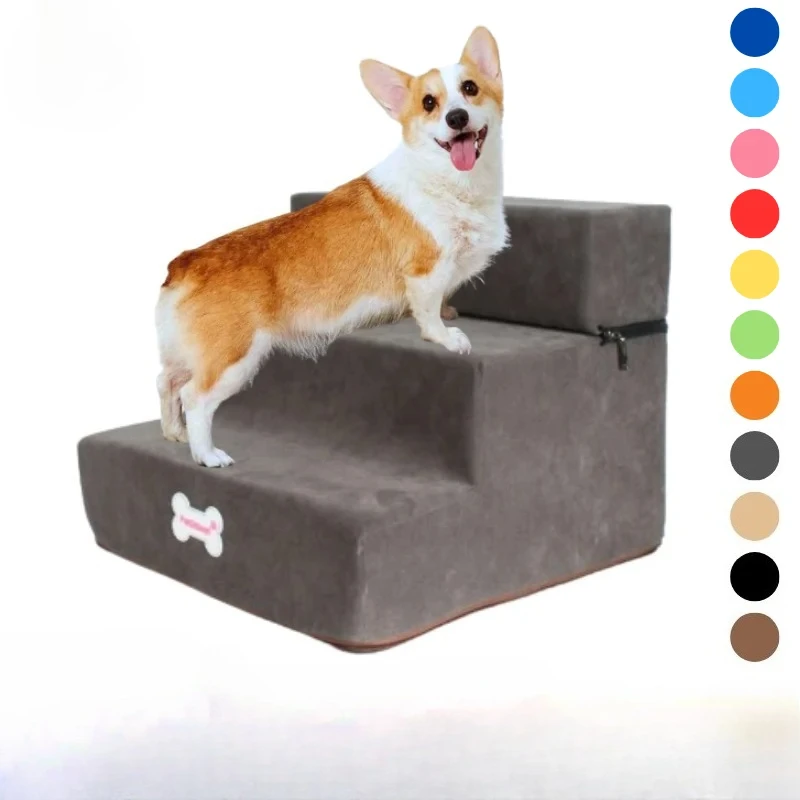 Escaleras de sofá para perros de espuma viscoelástica, escaleras de 2/3 escalones para perros pequeños, rampa para gatos, escaleras de cama antideslizantes, suministros para mascotas, triangulación de envíos