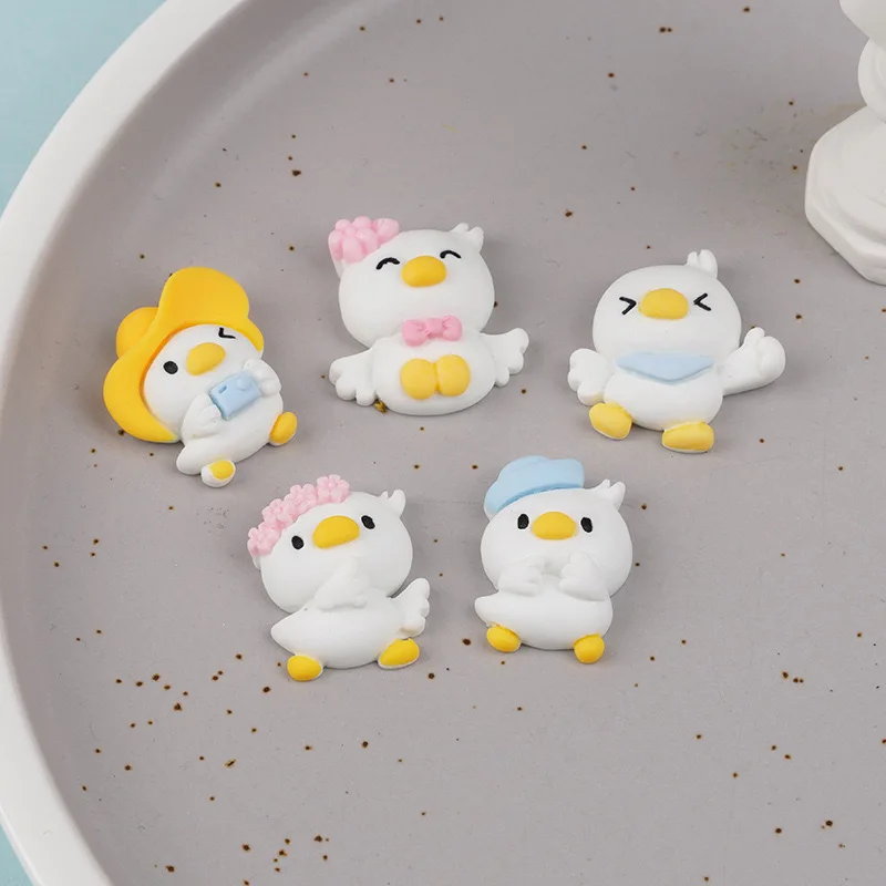 10pcs Cartoon Mini Ducks Resin Flat Back Embellishments Cabochon Scrapbook Charms for Jewelry Accessories for Girls