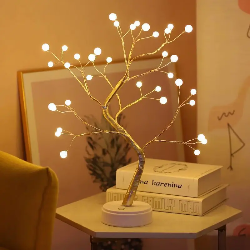 

Pearl tree lamp touch sleep creative night light smoke lamp bedroom ins girl heart bedside Internet celebrity desk lamp