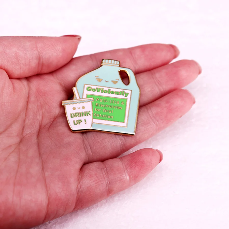Golyely GoViolently Enamel Pin Nurse Nursing Student Pharmacist Funny Humor Brooch Endoscopy GI Medical Jewelry Accessories