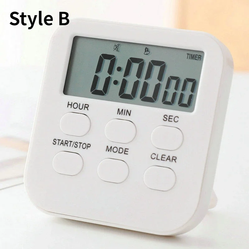 LED Kitchen Timer With Clock and Alarm Magnetic Backing Stand Countdown For Cooking Baking Study Sports