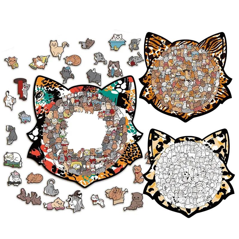 

135 шт., нерегулярные кусочки головоломки для собак, деревянные головоломки в форме кошки, игра для снятия стресса, подарки на день рождения, Рождество для украшения дома