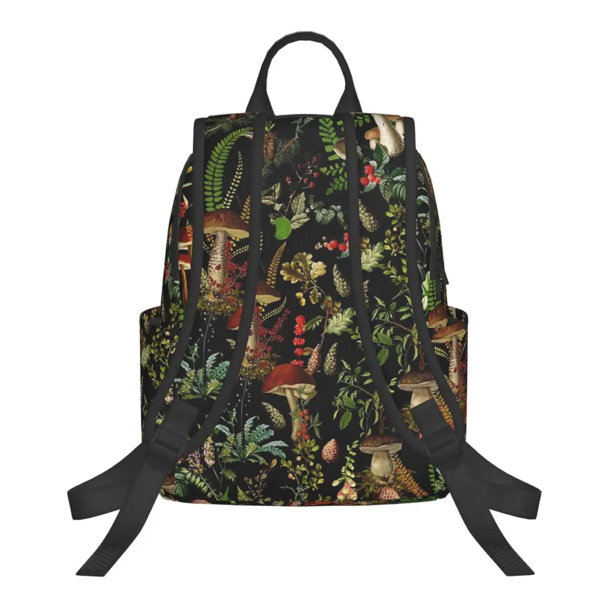 Black Botanical Night Garden Student Backpack School Bag Hiking Travel Daypack for Boys Girls Bookbag Shoulder Bags