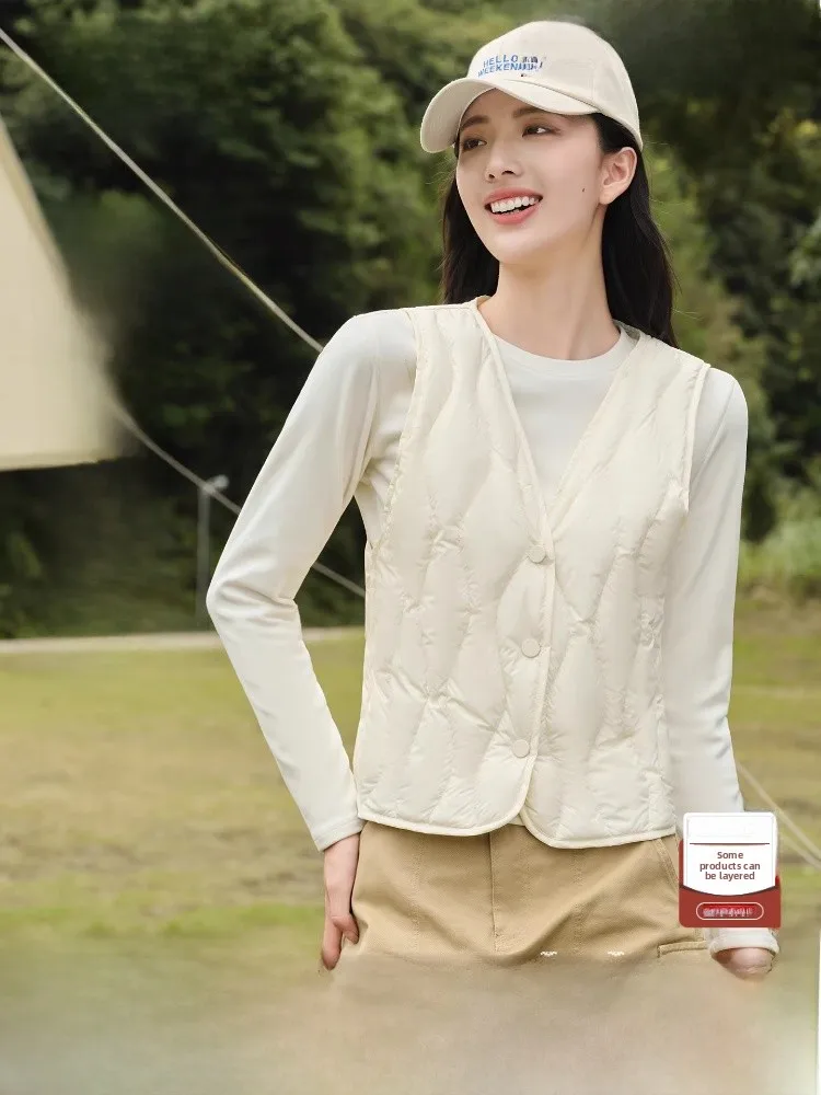 Snow Flng Lightweight ort down Vest Women's V-Ne Inner  Jaet Outerwear Faionable Autumn Winter New Arrival