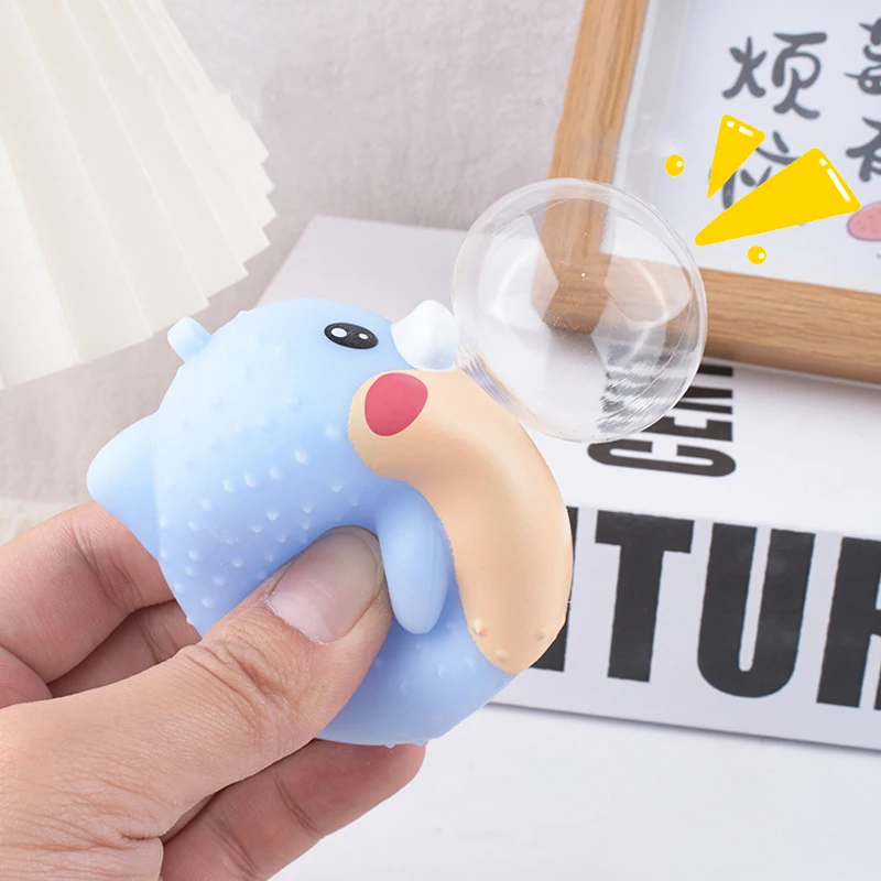 Cute Penguin Animal Spit Bubble Squeeze Toys Soft Pinch Anti-Stress Ball Toys Stress Relief Vent Funny Penguin Toys Kids Gift
