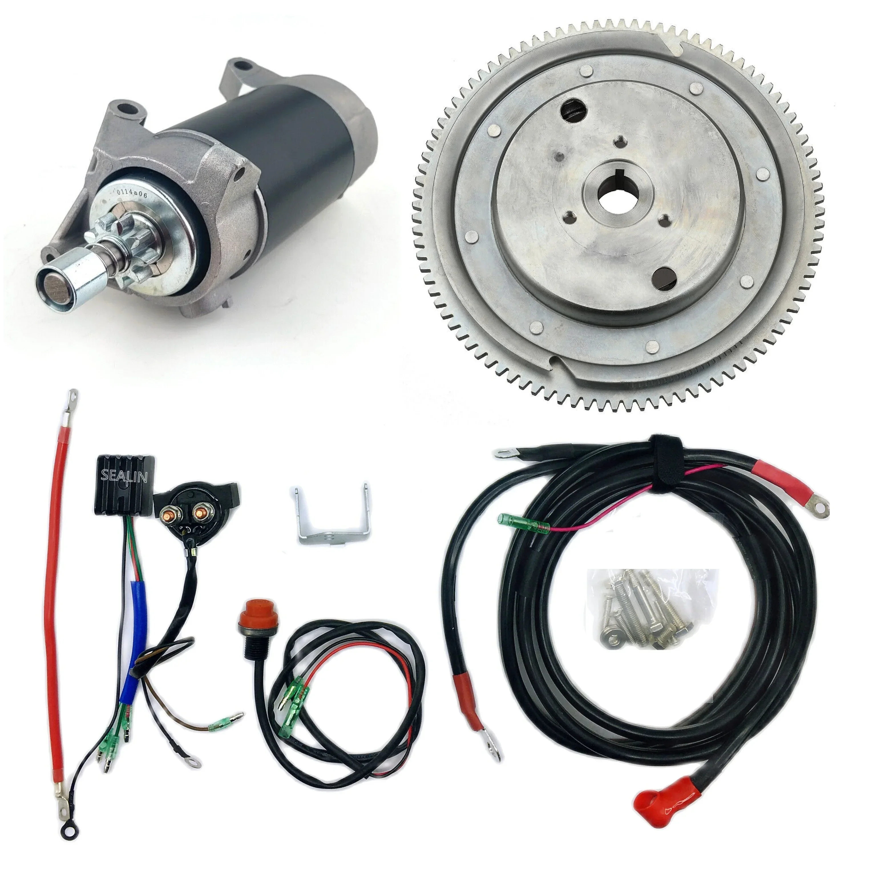 E60HMHD ELECTRIC STARTER FLYWHEEL KIT FOR PARSUN HIDEA T60 OUTBOARD MOTOR YAMAHA ENDURO 2 STROKE 60HP MODEL 6K5 6H3 849CC