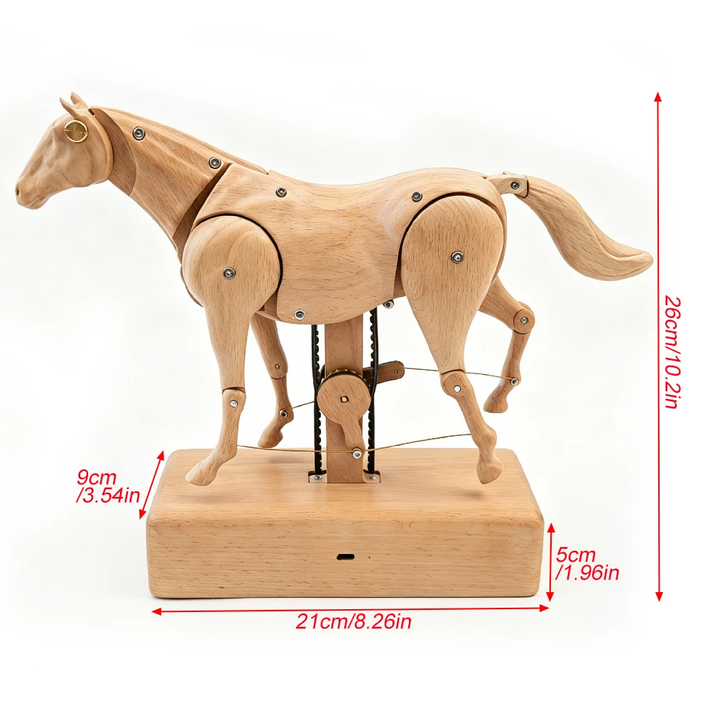 Handmade Wooden Automaton Horse Ornament, Dynamic Tabletop Decor for Home Office, Thoughtful Birthday,Christmas & Corporate Gift