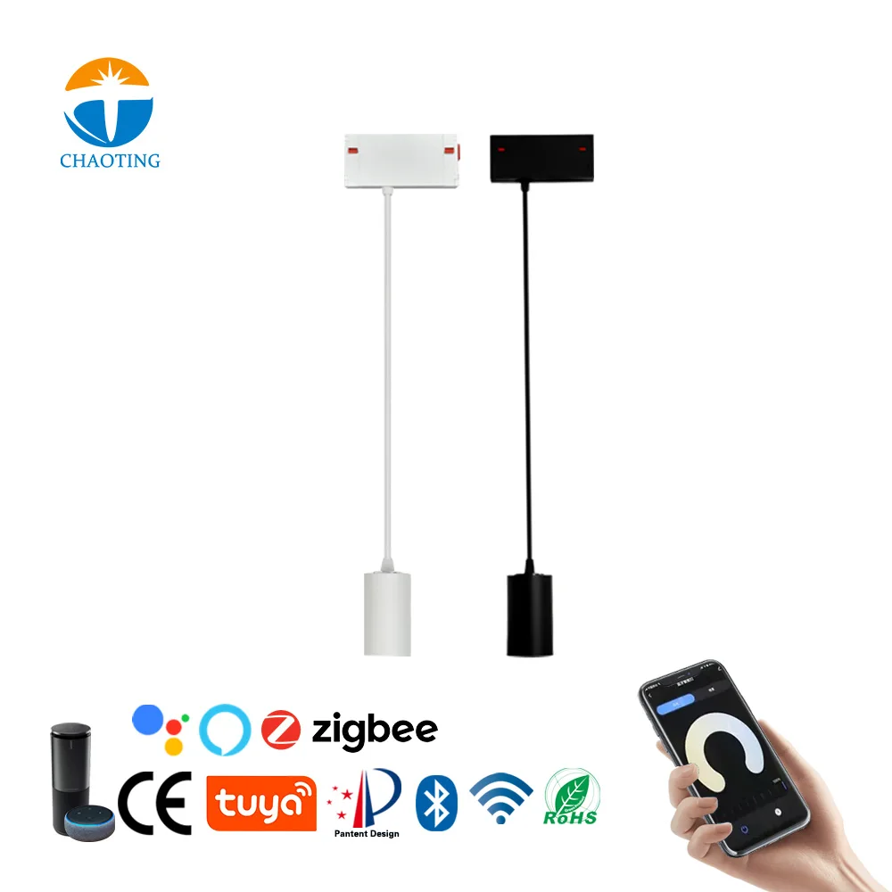 Lampe Led suspendue sur piste magnétique, intelligente, Tuya Wifi Zigbee App, 220V, 35Mm, 12W Cob, variable, éclairage sur rail, profilé en aluminium