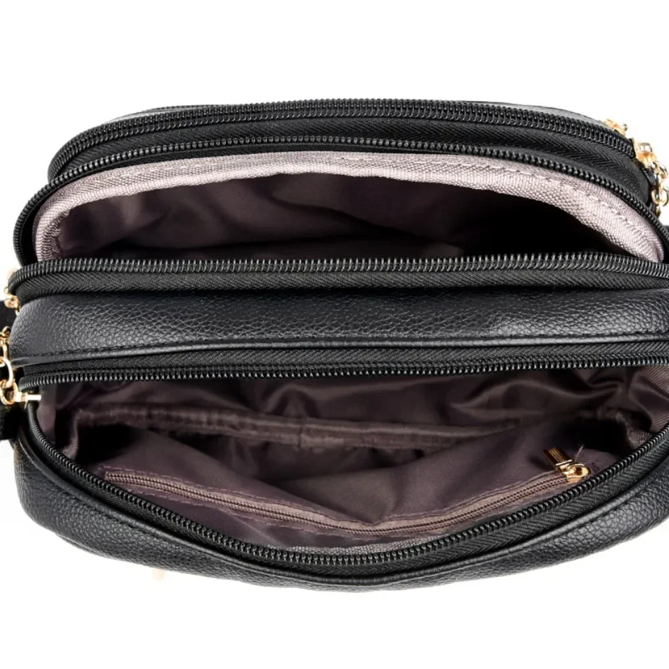 عالية الجودة محفظة جلدية ناعمة موضة المرأة الكتف حقيبة ساعي متعددة جيب مقاومة للاهتراء حقيبة يد السيدات الفاخرة كيس