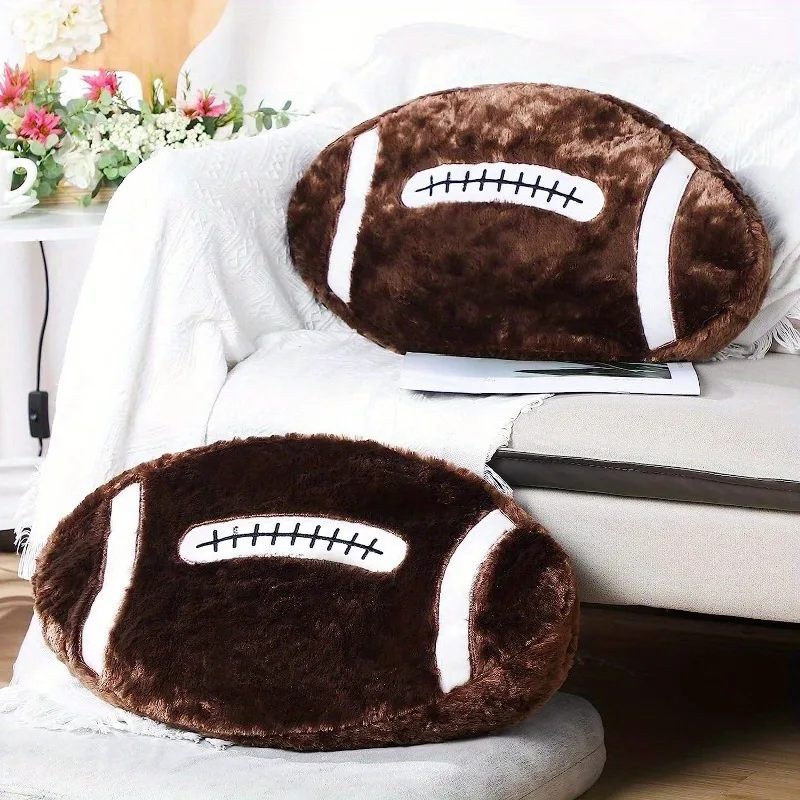 Soft Brown Football Plush Pillow Cushion, Sporty Style Is Perfect for Home Decoration, Suitable for Christmas Public Holidays