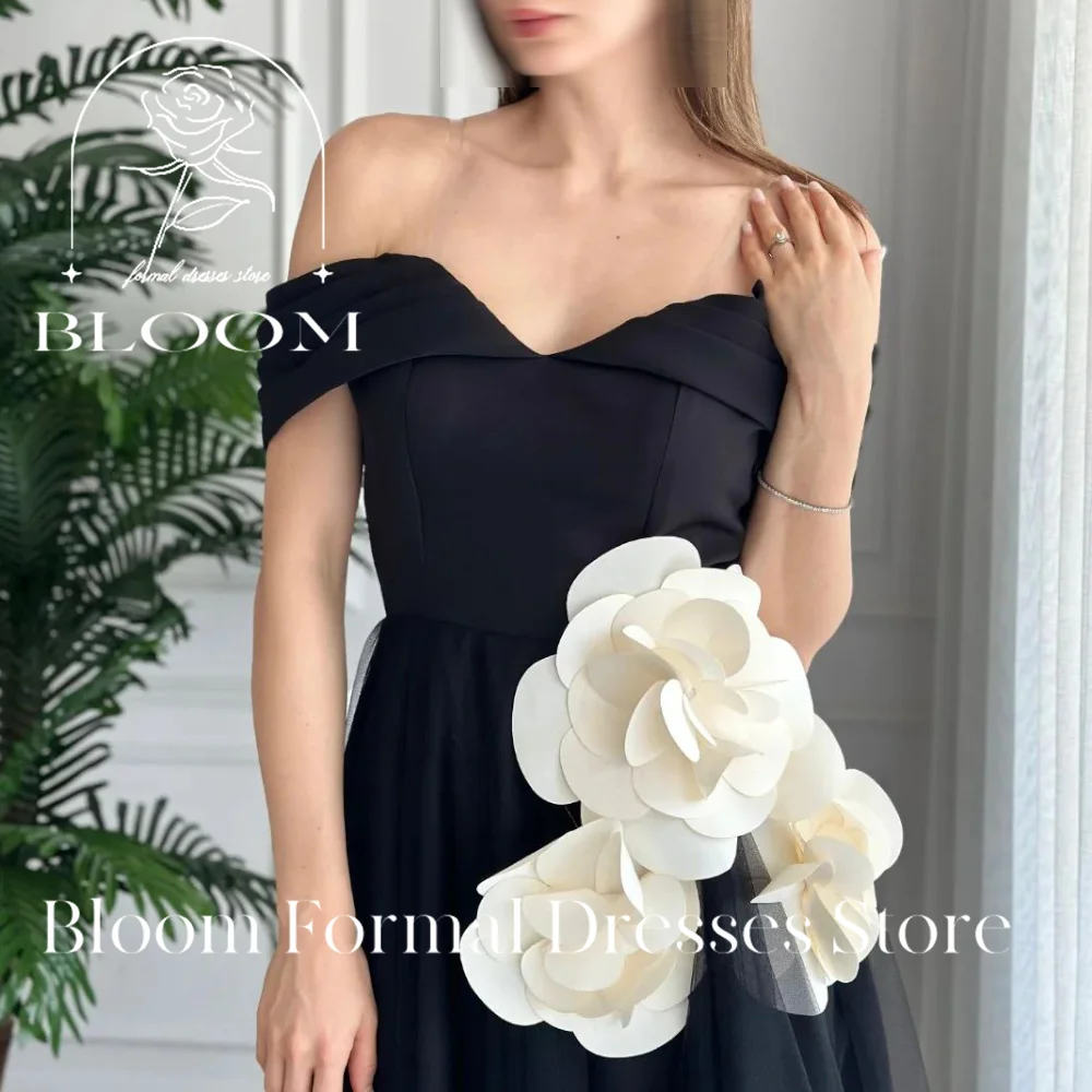 Bloom personalizado cariño fuera del hombro flores 3D contraste Color recto sin mangas vestidos de mujer para ocasiones especiales