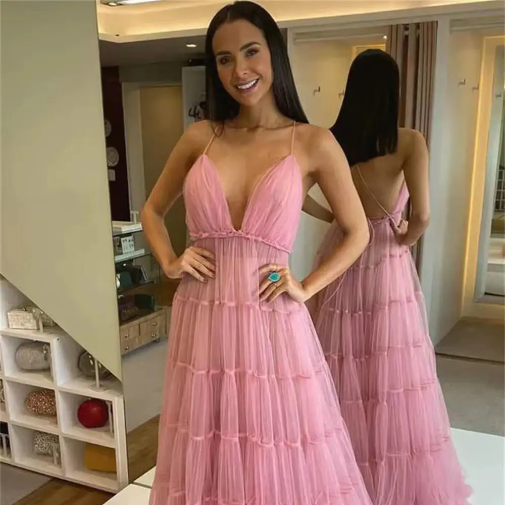 MINA Abito da sera rivelatore personalizzato sul retro Abito da festa elegante di lusso Senza maniche Tracolla sottile Abiti da cerimonia per occasioni formali Prom