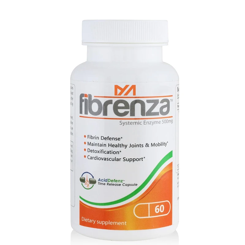 Fiberenza-contiene hidrolisis de fibrinógeno y enzimas proteolíticas, defensa de fibrina y soporte cardiovascular, 60 cápsulas