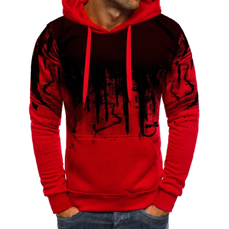 Farbverlauf Herren Pullover Kapuze Sweatshirt Frühling Herbst täglich Fitness Sportswear Mode lässig Hoodies lose Kleidung