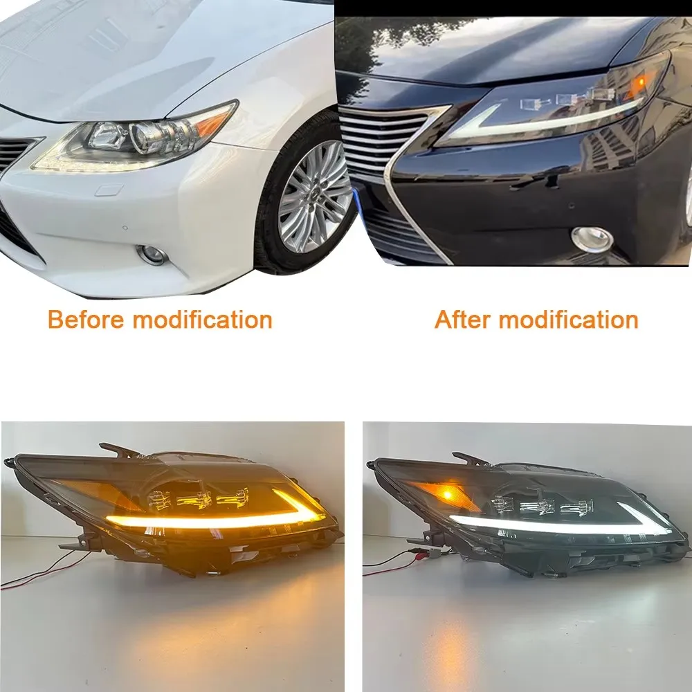 

81185-33B60 81106-33A80 A Pair Car Headlights For Lexus ES ES350 2012 to 2015 Modified 3LENS Flow Turn Signal